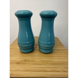 Le Creuset Salt & Pepper Shakers 4 OZ Turquoise  5" Tall EUC